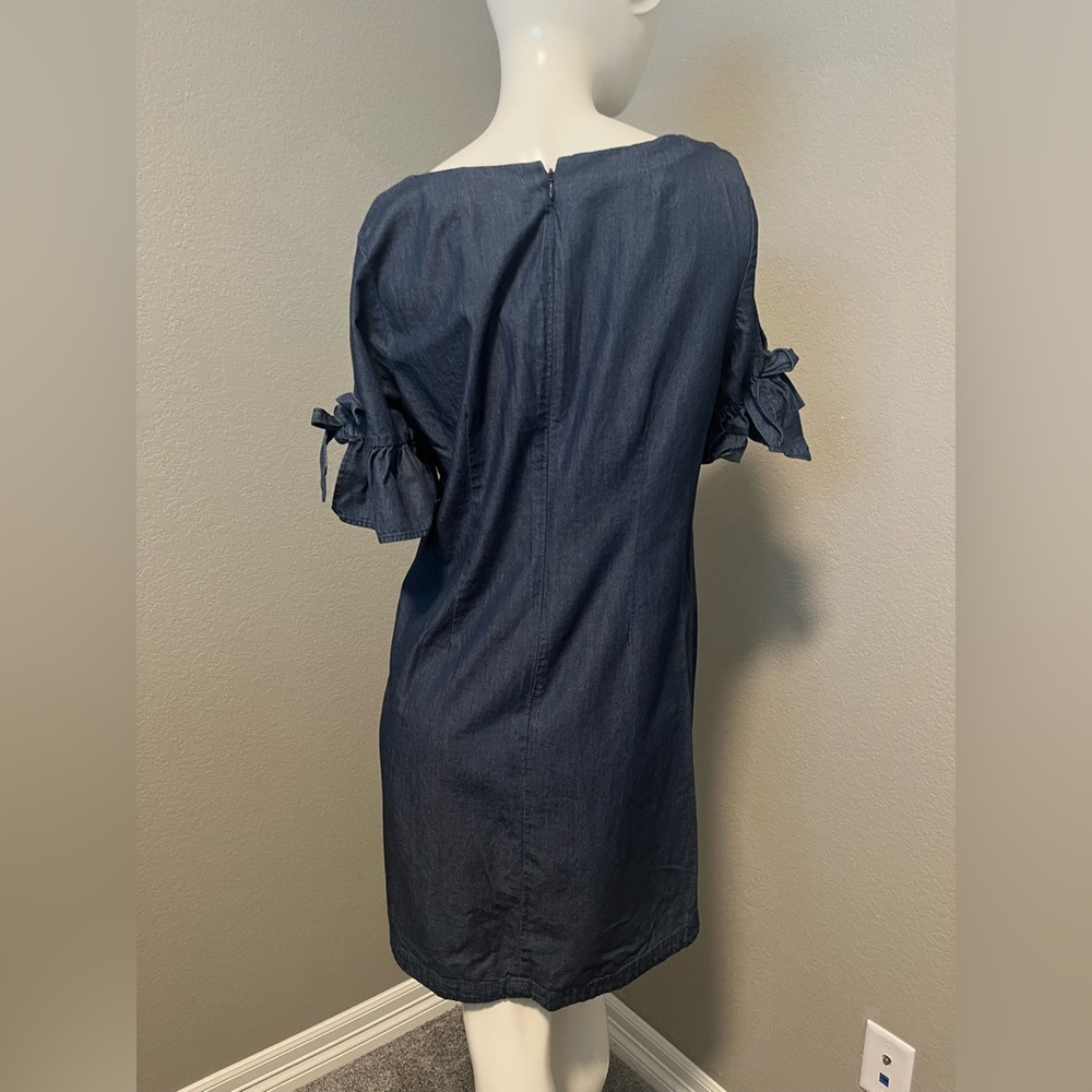 J. CREW Women’s Tie Sleeve Indigo Mini Denim Dress Size S - Picture 5 of 13